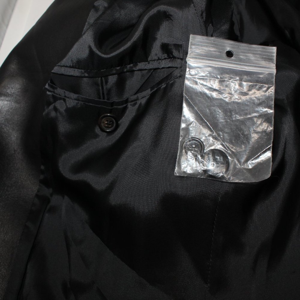 Ralph Lauren Purple Label Men L Black Lambskin Leather Suit Jacket Made in Italy - Picture 11 of 12